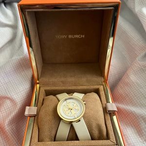 Tori Burch Wrap Watch, Gold Tone with Ivory Strap